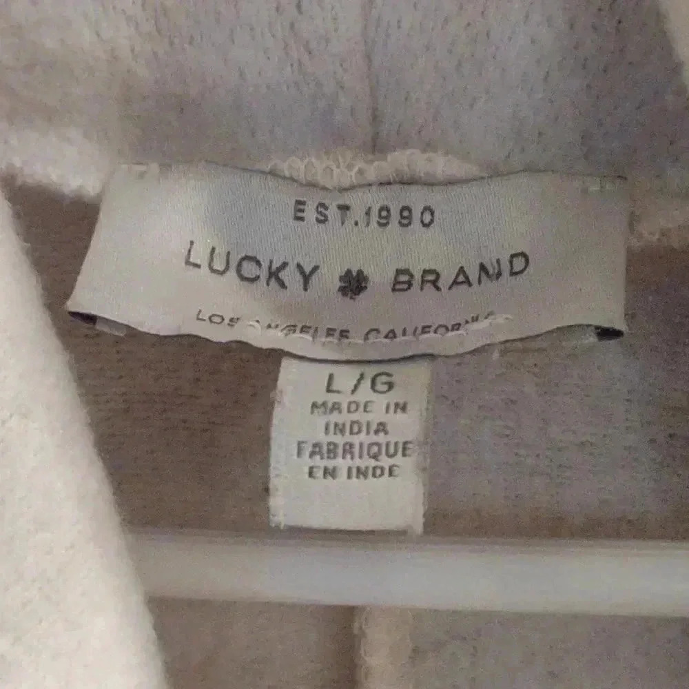 Lucky Brand‎ women's large light tan cream camo open front cardigan - Picture 3 of 4